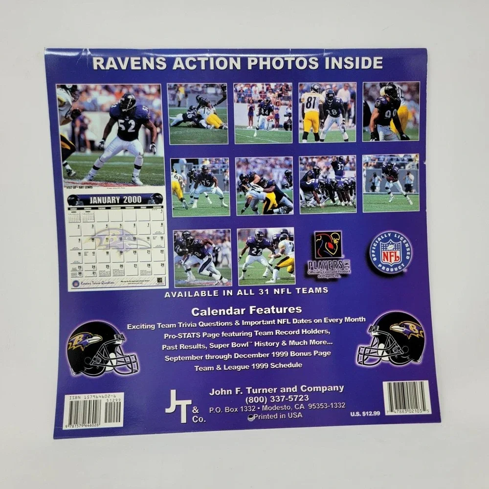NFL Baltimore‎ Ravens 2000 Team Calendar Turner and Company 12